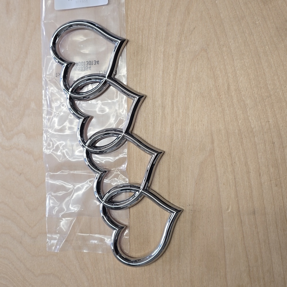 4 Linked Hearts Car Truck Emblem Audi Style Chrome or Gloss Black 8.5in